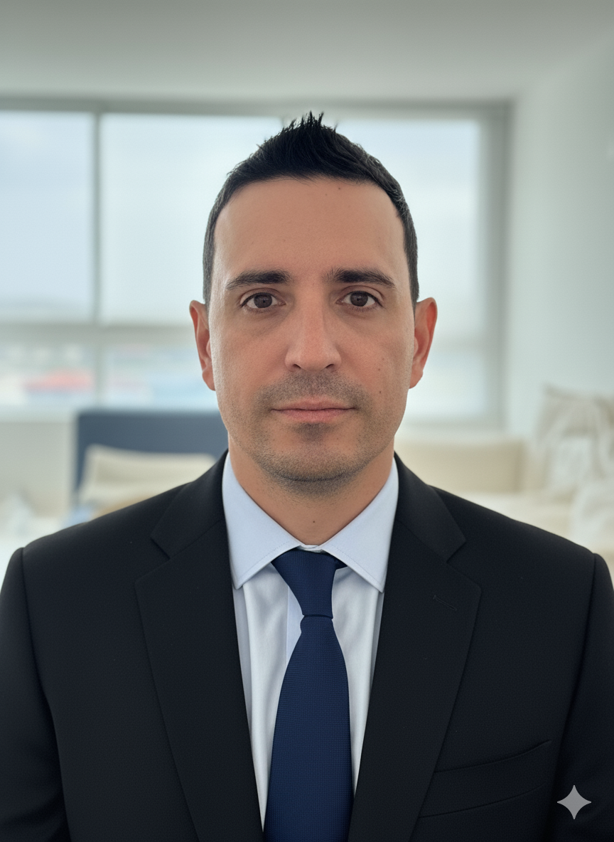 Professional business consultant headshot in formal suit for Crownwell Advisory testimonial